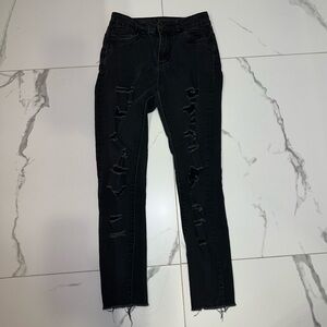 Miami distressed high rise super skinny denim